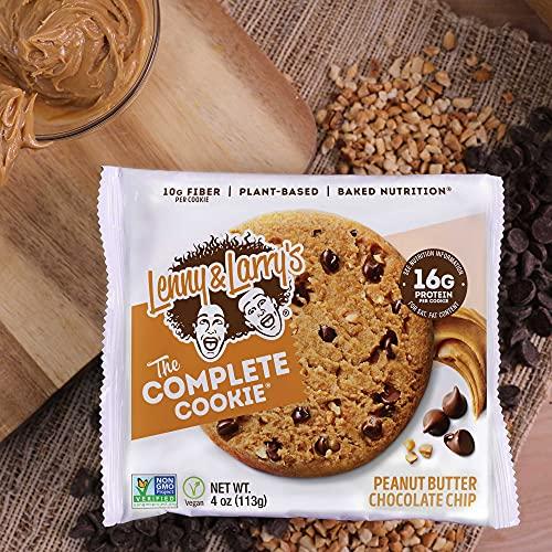 Lenny & Larry's Lenny & Larry's The Complete Cookie, Peanut Butter Chocolate Chip, Soft Baked, 16g Plant Protein, Vegan, Non-GMO, 4 Ounce Cookie (Pack of 12)