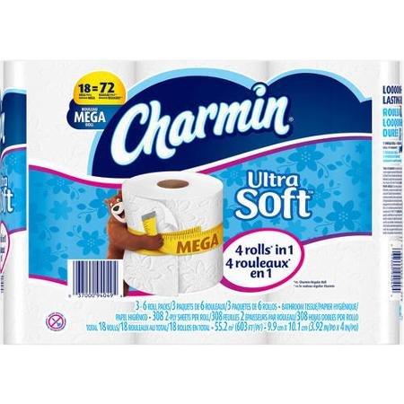 ( Charmin ) Charmin Ultra Soft Toilet Paper Mega Rolls, 308 sheets, 18 rolls