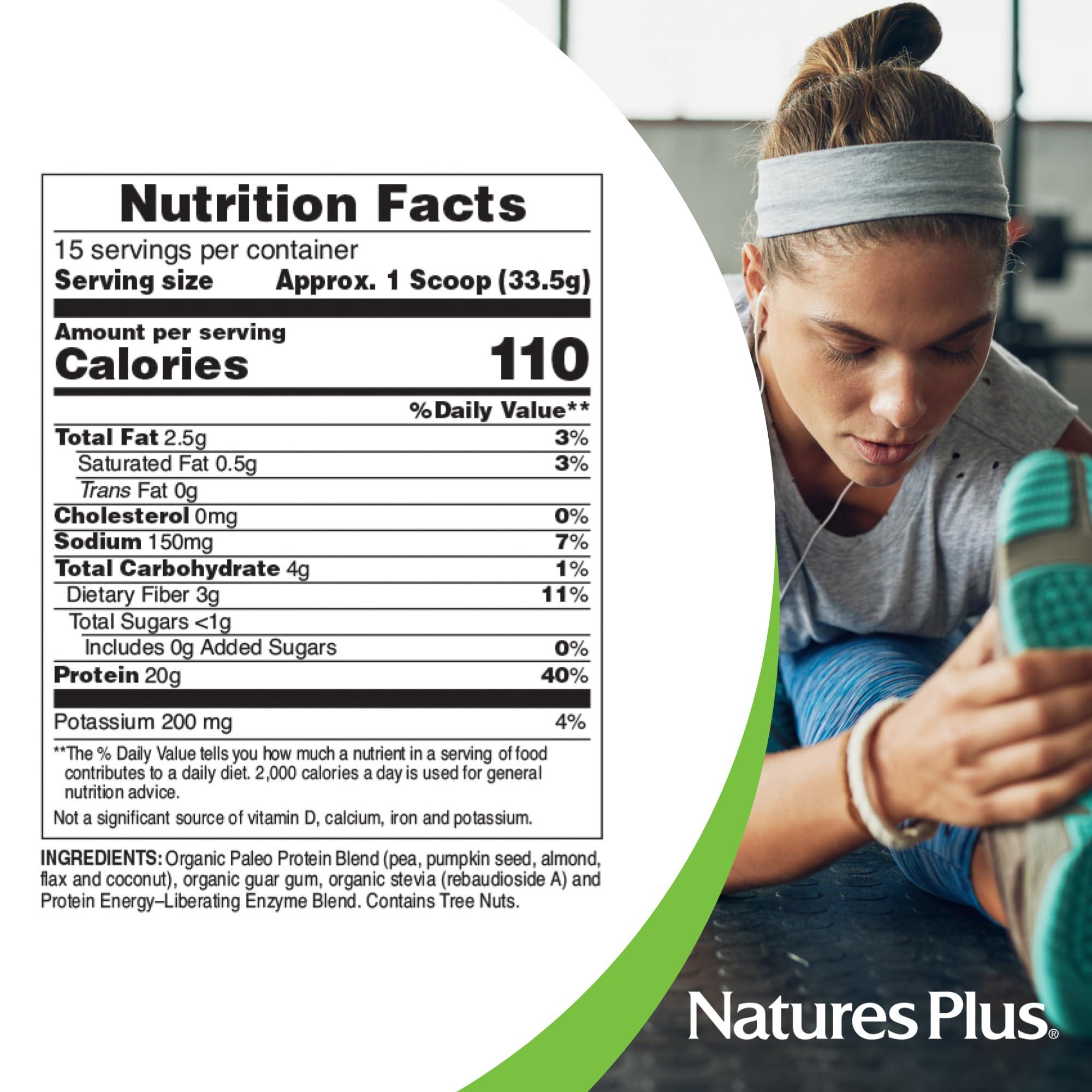 Nature's Plus NaturesPlus Organic Paleo Protein - 1.49 lbs, 20 g Protein, Vegan Protein Powder - Unflavored, Unsweetened - Certified Organic High Protein Energy Protein - Vegetarian, Gluten-Free - 15 Servings