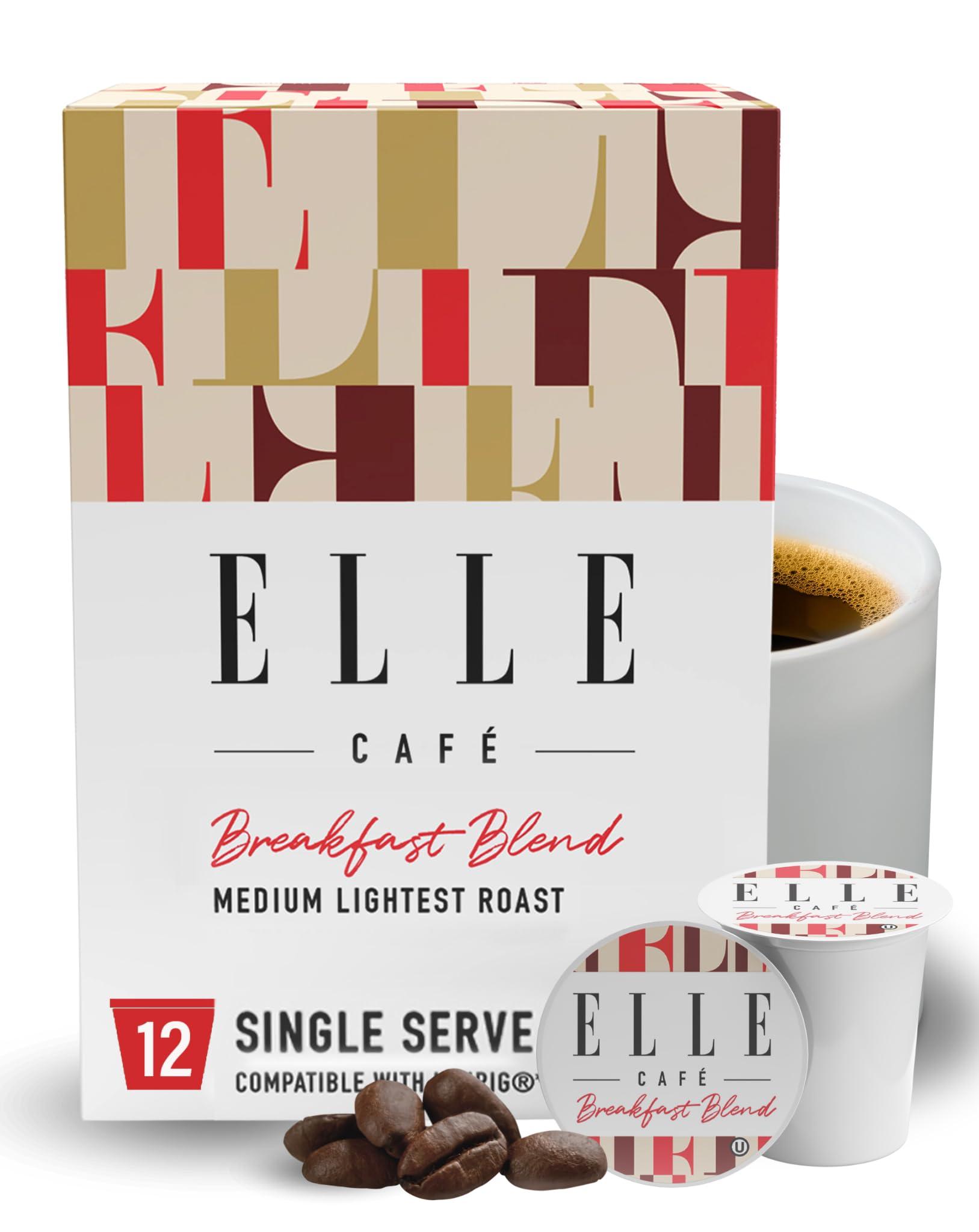 ELLE ELLE Caf Breakfast Blend K-Cup Coffee Pods - 12 Count - 100% Arabica Coffee, Flavor Medium Light Roast - Single-Serve Coffee Pods, Compatible with Keurig Coffee Machines