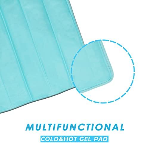 HI FINE CARE Ice Cooling Mat, Gel Cooling Cold Mat Pain Relief, Injuries Mesh Fabric Hot Cold Therapy Pack for Back, Shoulder, Knee, Belly Green 18in×18in (Green)