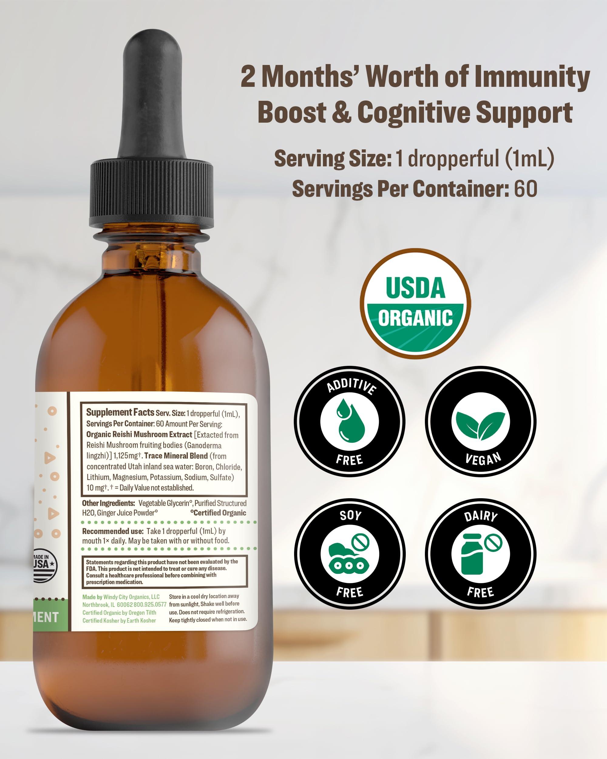 RawGuru RawGuru Organic Reishi Mushroom Tincture - Reishi Mushroom Extract with Natural Trace Minerals - Nano-Processed Cognitive & Immune Support Supplement - 60 Servings of Vegan Drops per 60 ml, Pack of 3