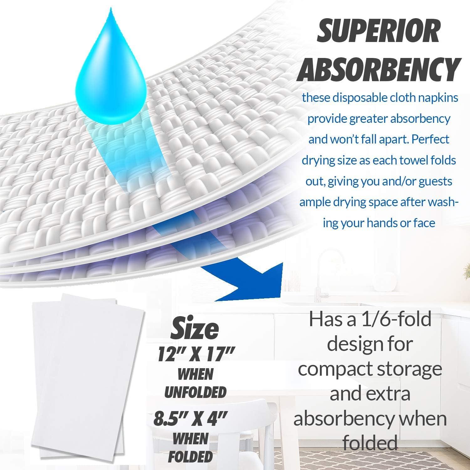 shawberri 400 Paper Towels Cloth-Like Hand Tissue Paper Napkins, Disposable Hand Towels for Bathroom Guests, Disposable Face Towel for Guest, Washcloths or Dinner Napkin, Made in USA, White