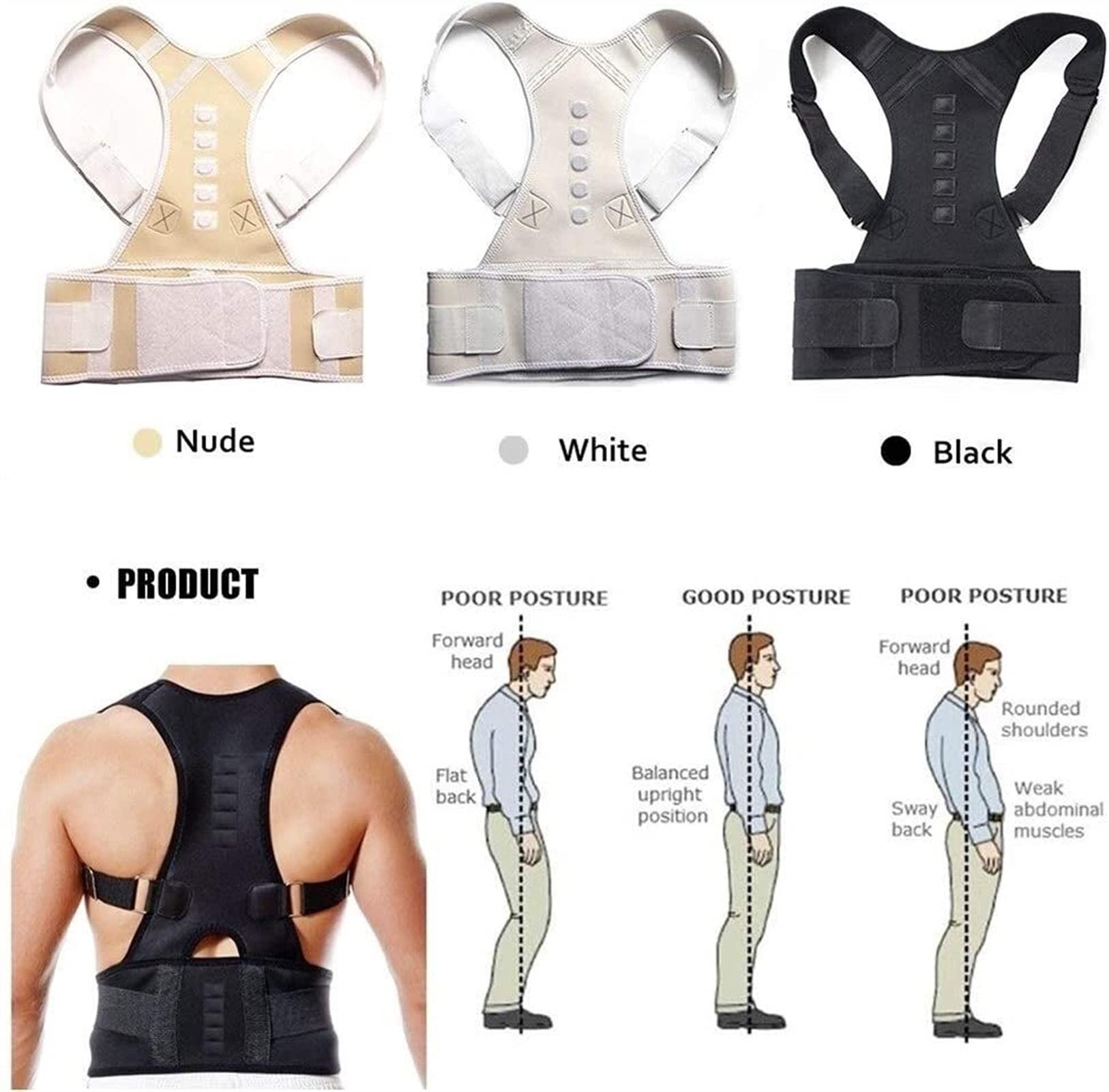 XWSM XWSM Posture Correction Belt, Adjustable Shoulder Strap, Full Back Support Suitable for Male and Female, Relieves Shoulder Pain Makes Exercise More Efficient Support (Color : Black, Size : 2X Grande)