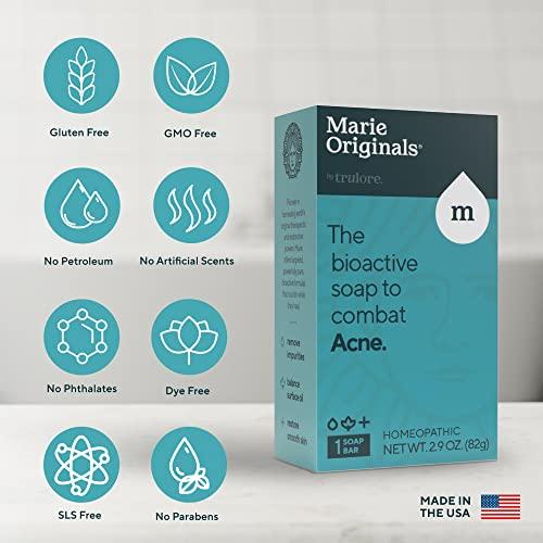 MARIE'S ORIGINAL Marie Originals Acne Bar Soap Cleanser for Face and Body | Acne Treatment with Bentonite Clay, Organic Oat Bran, Noni Fruit Powder, White Willow | Natural Body Wash for Pimples and Scars (1 Pack)