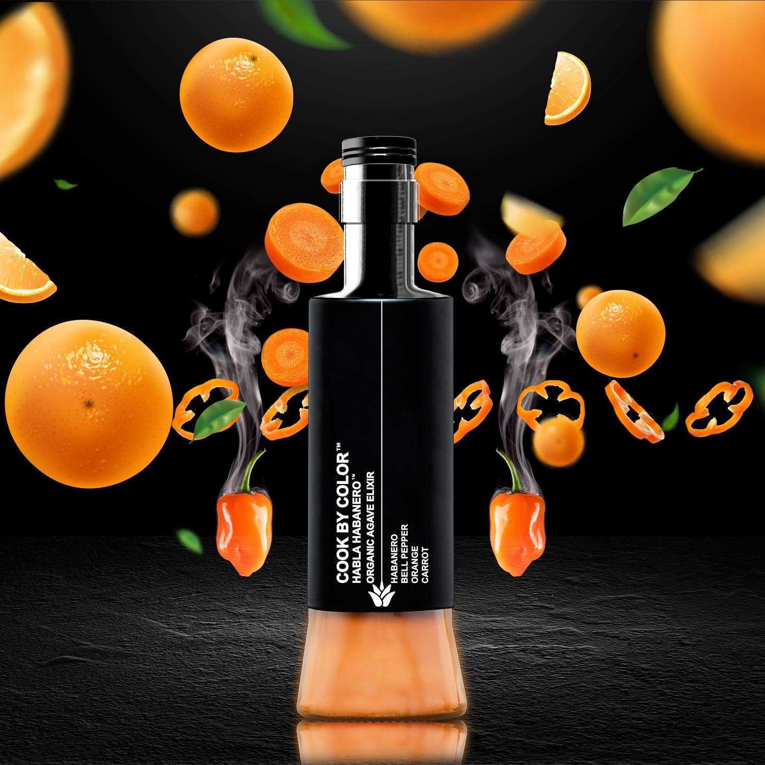 COOK BY COLOR COOK BY COLOR: HABLA HABANERO Flavored Organic Agave Nectar Sweetener, Light Agave Syrup - Vegan, Gluten-Free, Low Carb Sugar & Honey Substitute for Baking, Cocktails, Teas, Coffee, Smoothies & Cooking | 350ml Bottle | 11.8 floz