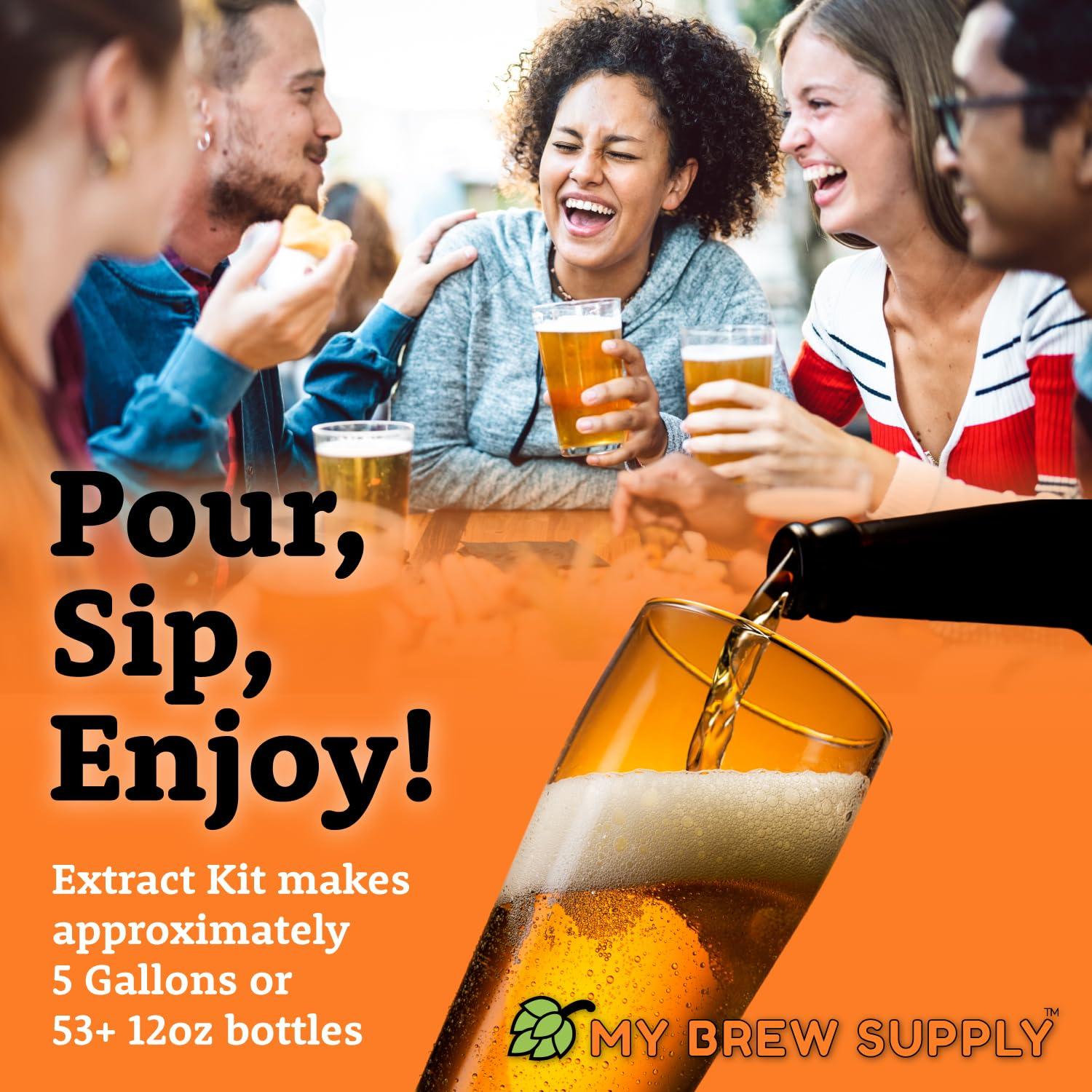 My Brew Supply My Brew Supply Summer Ale Extract Kit | Golden Light, Wheat, & Pilsen Dry Malt Extract | Bitter Orange & Lime Peel | Carapils Grain | Cascade Pellet Hops | Fermentis Safale Yeast | 5G Yield