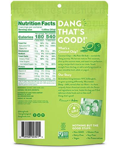 DANG Dang Toasted Coconut Chips | Original | 1 Pack | Vegan, Gluten Free, Non GMO, Healthy Snacks Made with Whole Foods | 3.17 Oz Resealable Bag