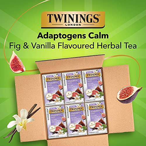 Twinings Twinings Superblends Adaptogens Calm with Ashwagandha Fig & Vanilla Flavoured Herbal Tea Caffeine-Free, 18 Tea Bags (Pack of 6), Enjoy Hot or Iced