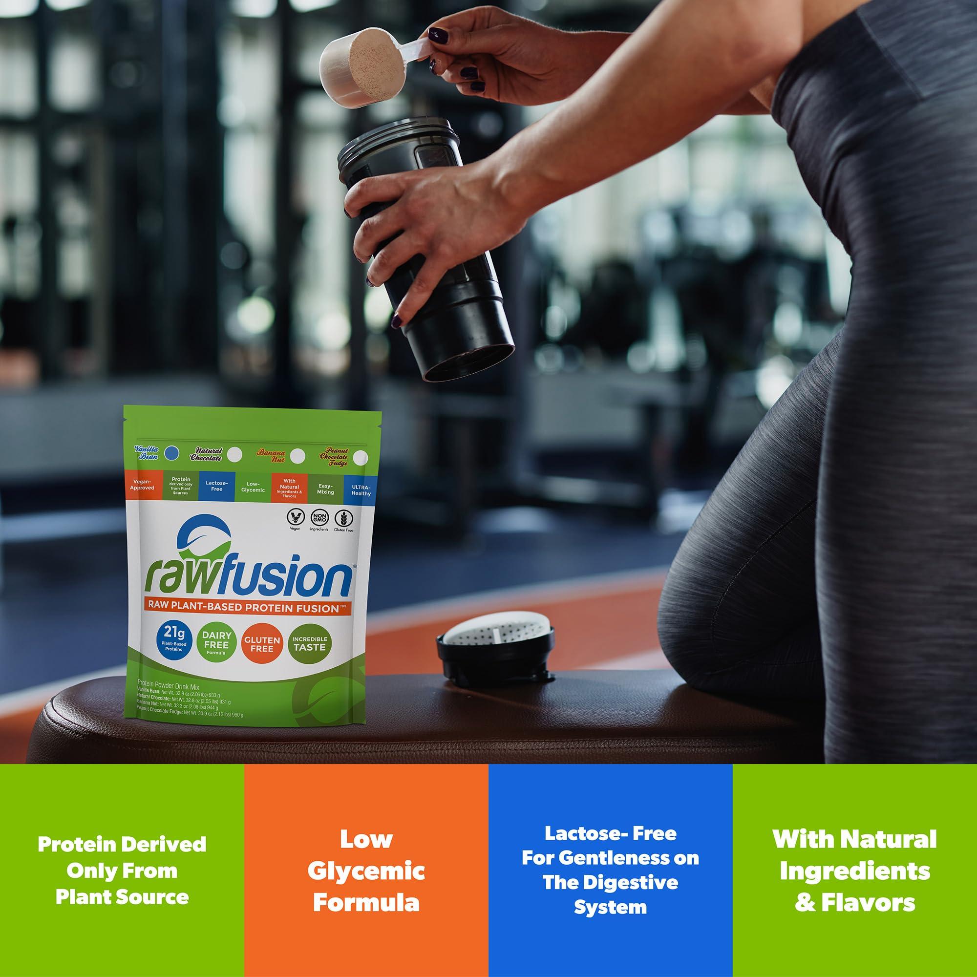 SAN Rawfusion- Vegan Protein Powder, Vanilla Bean - 30 Servings, 21g of Plant Based Protein, Low Net Carbs, Non-Dairy, Gluten/ Lactose Free, Soy Free, Kosher, Non-GMO, 2lb Pound