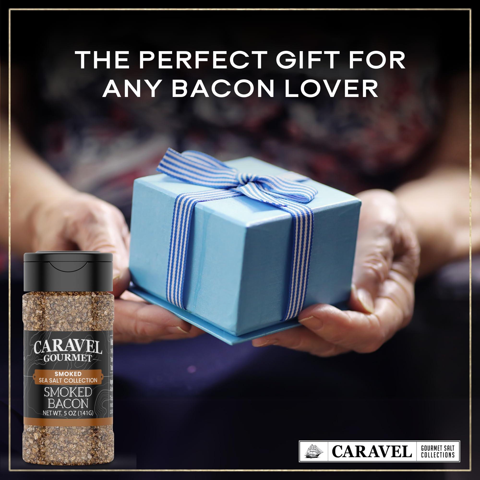 Caravel Gourmet Smoked Bacon Salt - Bacon Seasoning Great for Cooking or as a Finishing Salt - Alderwood Smoked Sea Salt - 5 oz Shaker - Caravel Gourmet
