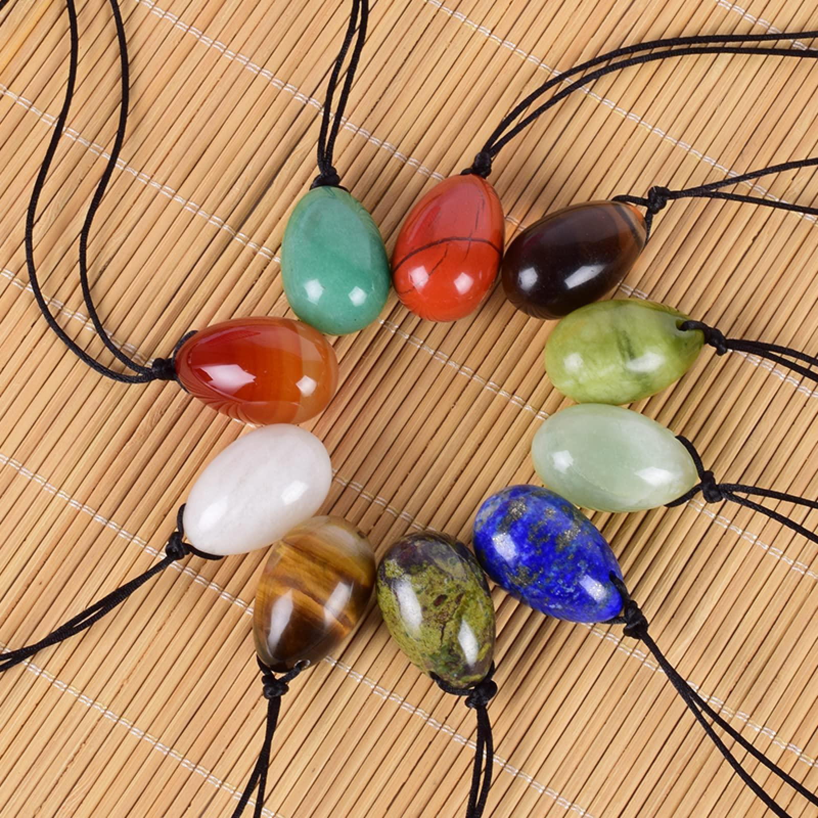 MiZuh Yoni Egg Set Drill 30 * 20 MM Yoni Egg 100% Natural Stone Healing Jade Crystal Egg Mineral Ball Kegel Massage,red Jasper 30x20mm