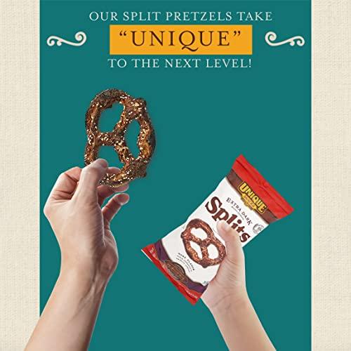 UNIQUE SNACKS Unique Snacks Extra Dark Splits Pretzels, Original Split-Open Pretzels, Delicious Homestyle Baked Snack Bag, Vegan, OU Kosher, and Non-GMO Food, No Artificial Flavor, 11 Oz. Bag, Pack of 6