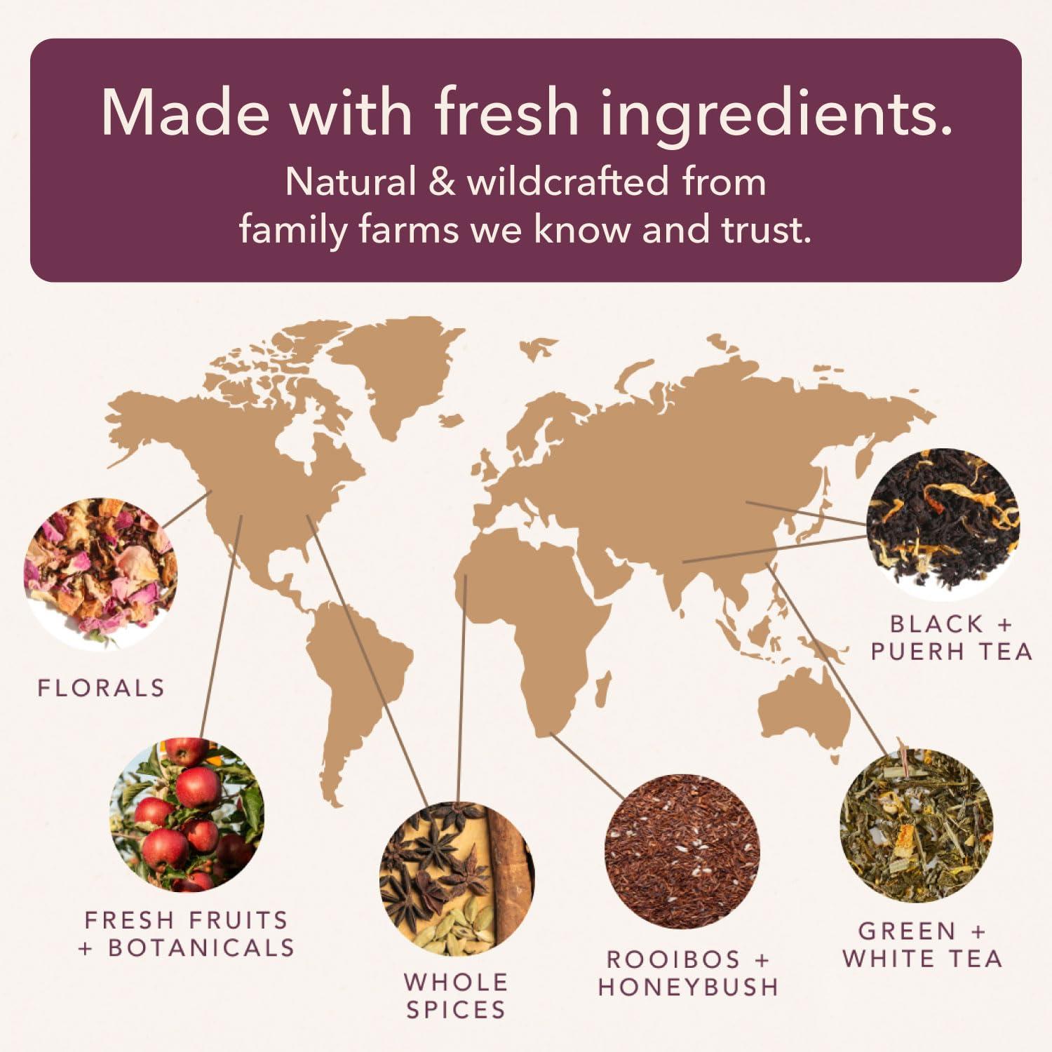 Plum Deluxe Plum Deluxe Variety Pack - Premium Loose Leaf Tea Sampler with Caffeine, Creme Brulee Earl Grey, Citrus Mint Green, Peaches & Cream Oolong, Pecan Black & Floral Black