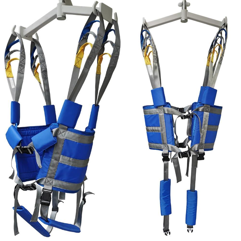 meizhen Generic Patient Lift Assist Elderly Senior Slings Aid Standing Walking Straps Harness Medical Transfer Belts Carrier Supports Full Body Get Up Sit to Stand Mobility Exercisers Free Blue