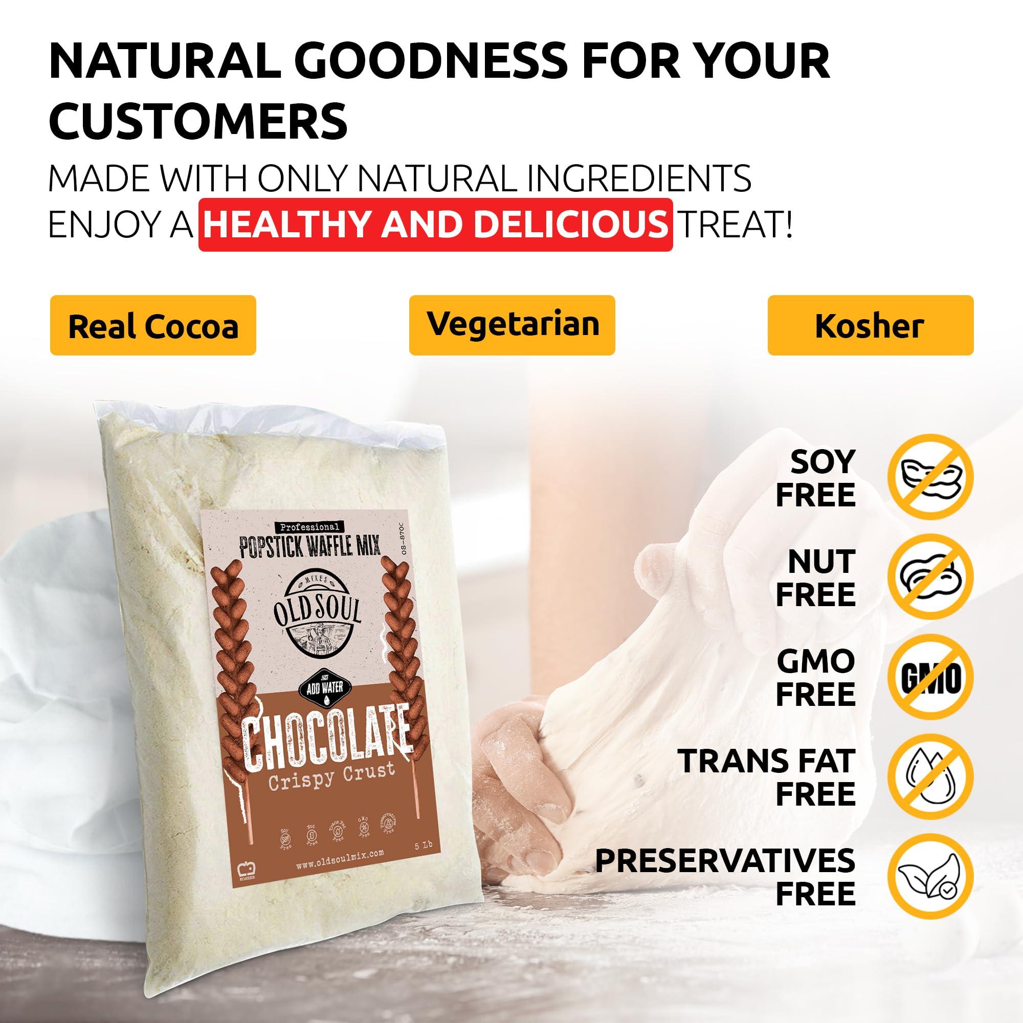 MIXES OLDSOUL OldSoul Professional Popstick Waffle Mix | Stick Waffles Dough Mix | Chocolate Flavor | 30 Lbs | 672 Waffles (30 Lbs, Traditional)