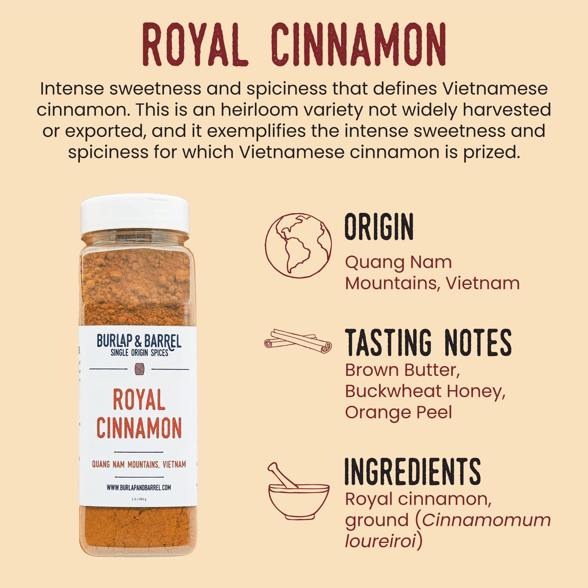 Burlap & Barrel Burlap & Barrel Royal Cinnamon Intense Sweetness & Spiciness of Vietnamese Cinnamon Powder & Spice As seen on Shark Tank - 16oz Container