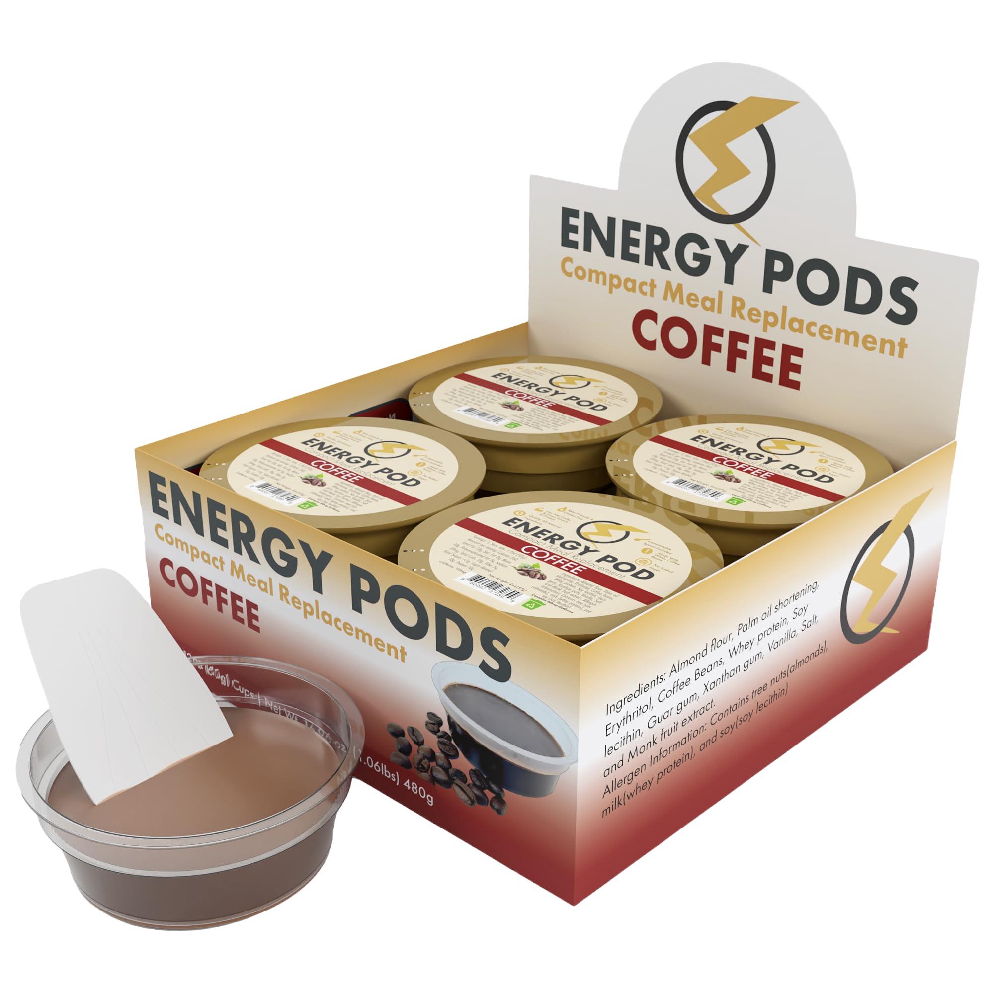 Energy Pods Coffee Energy Pod, Snack & Meal Replacement Cup, Sugar-Free, Gluten-Free, Keto, Vegetarian, 10g Whey Protein, Made with Fresh Roasted Guatemalan Beans (Pack of 8)