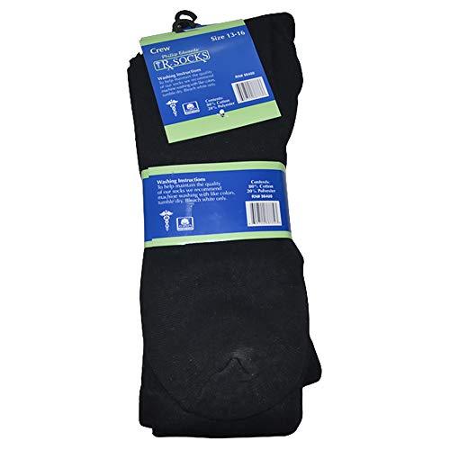Phillip Edwards Black Diabetic Socks for Men XL Socks Mens 13-16 Non Binding Crew Socks - 6 Pairs Large Cotton Socks for Diabetes Men's Diabetic Dress Socks Extra Large
