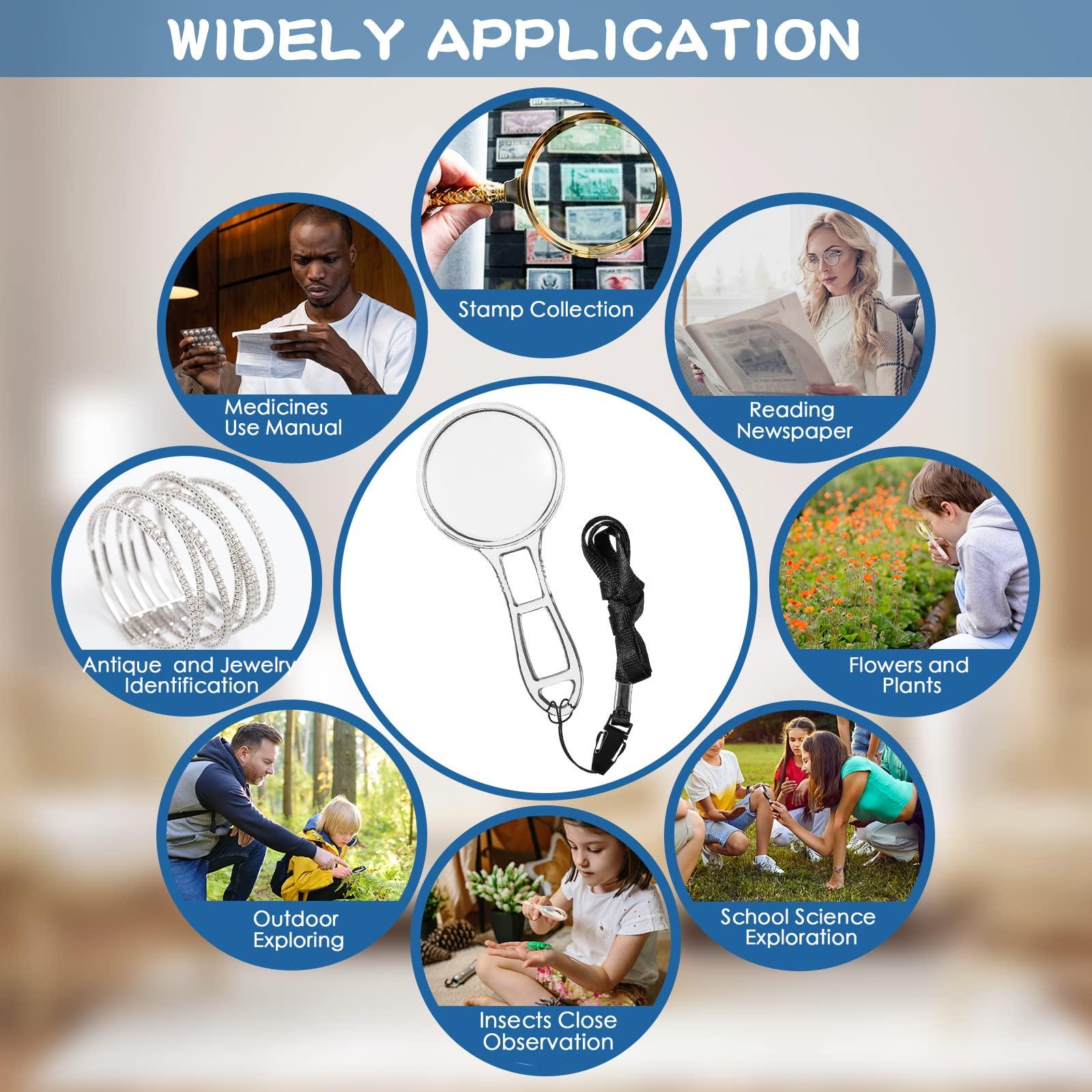 Xinnun 30 Pack Magnifying Glass for Kids, Mini Handheld Magnifying Glass Bulk, Small Reading Magnifier, Acrylic Hand Lens for Classroom, Students Outdoor Explorer, Science Observation, Seniors Reading