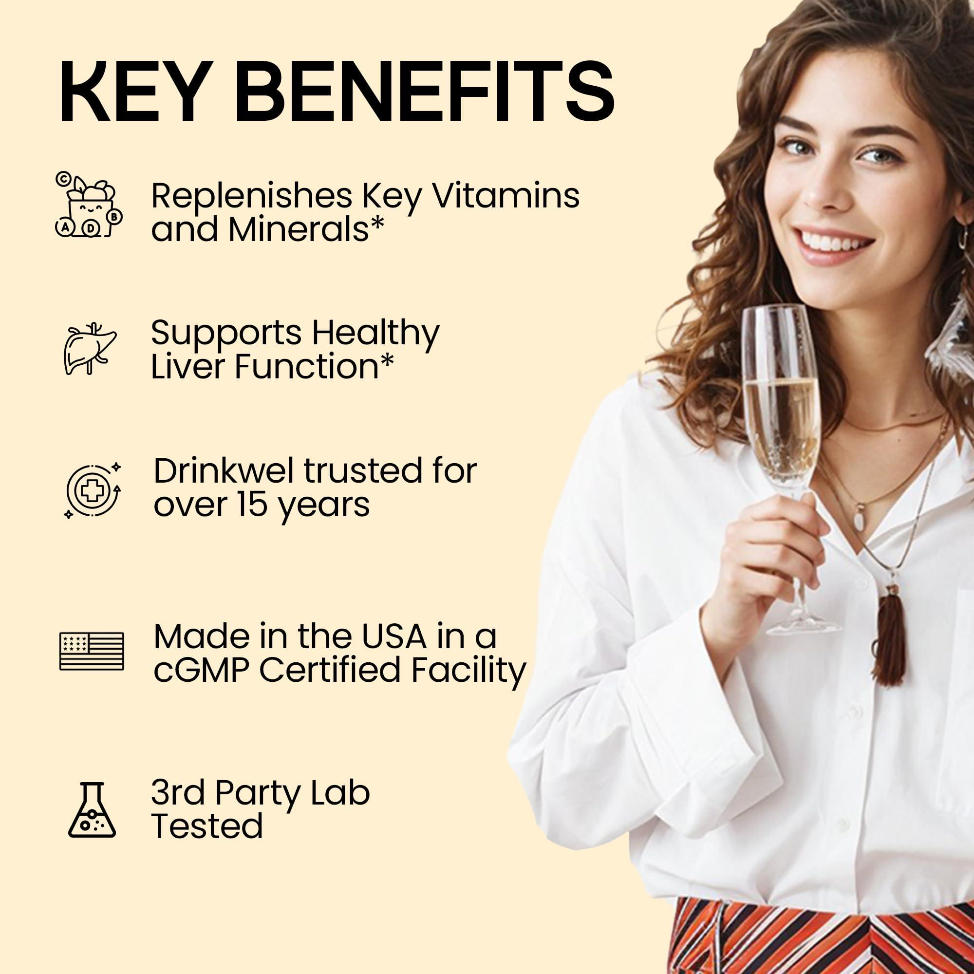 drinkwel drinkwel Better Mornings - Premium Multivitamin Supplement - Liver Cleanse, Detox, Immune Support- Milk Thistle, Vitamin C, Zinc, Magnesium - 30 Count