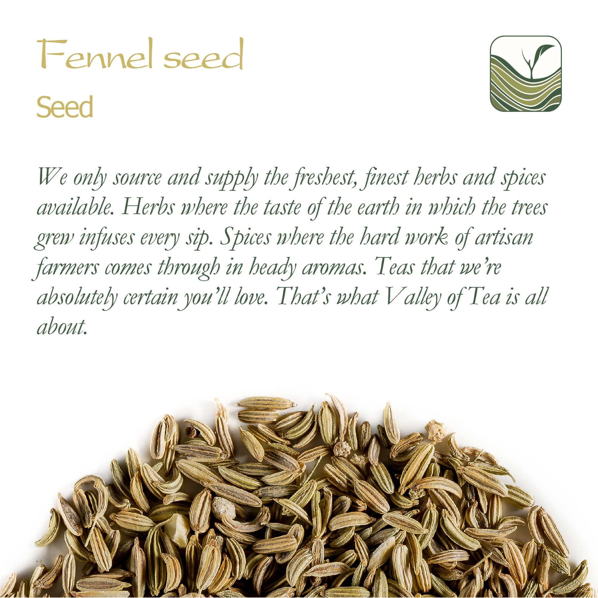 Valley of Tea Fennel Seed Organic Herbal Delicacy - Culinairy Grade - Foeniculum Vulgare Seeds Fenkel - Fennel Seeds For Cooking Organic Fennel Fenal Seeds 200g