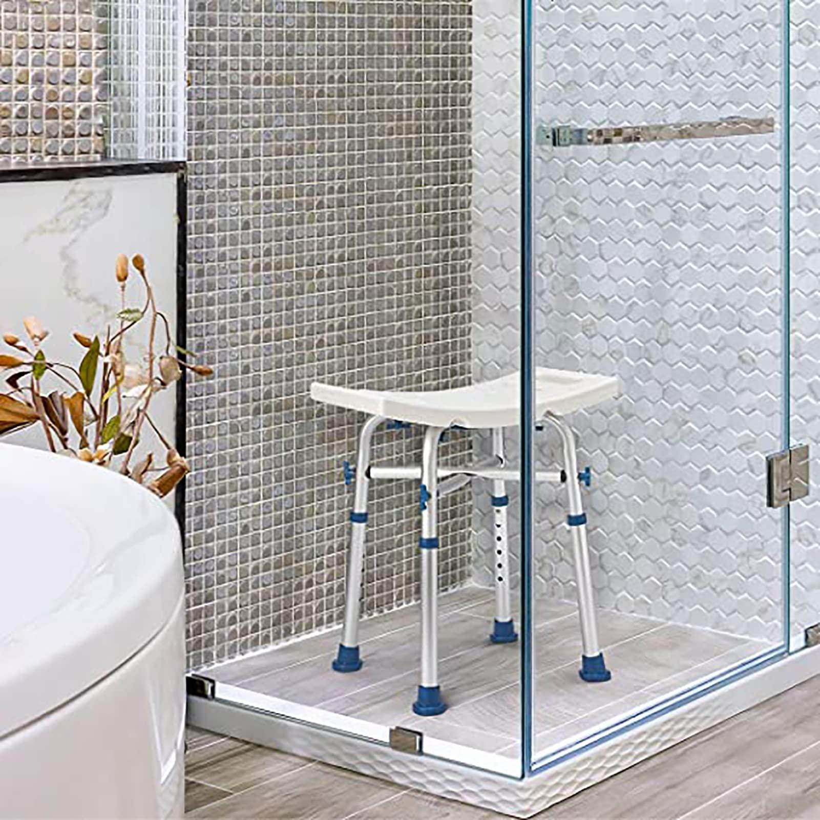 PTHTBL Shower Chair for Inside Shower, Heavy Duty Shower Chair, Adjustable Shower Stool, Anti-Slip Shower Bench Bathtub Stool Seat for Elderly, Senior, Handicap and Disabled,White