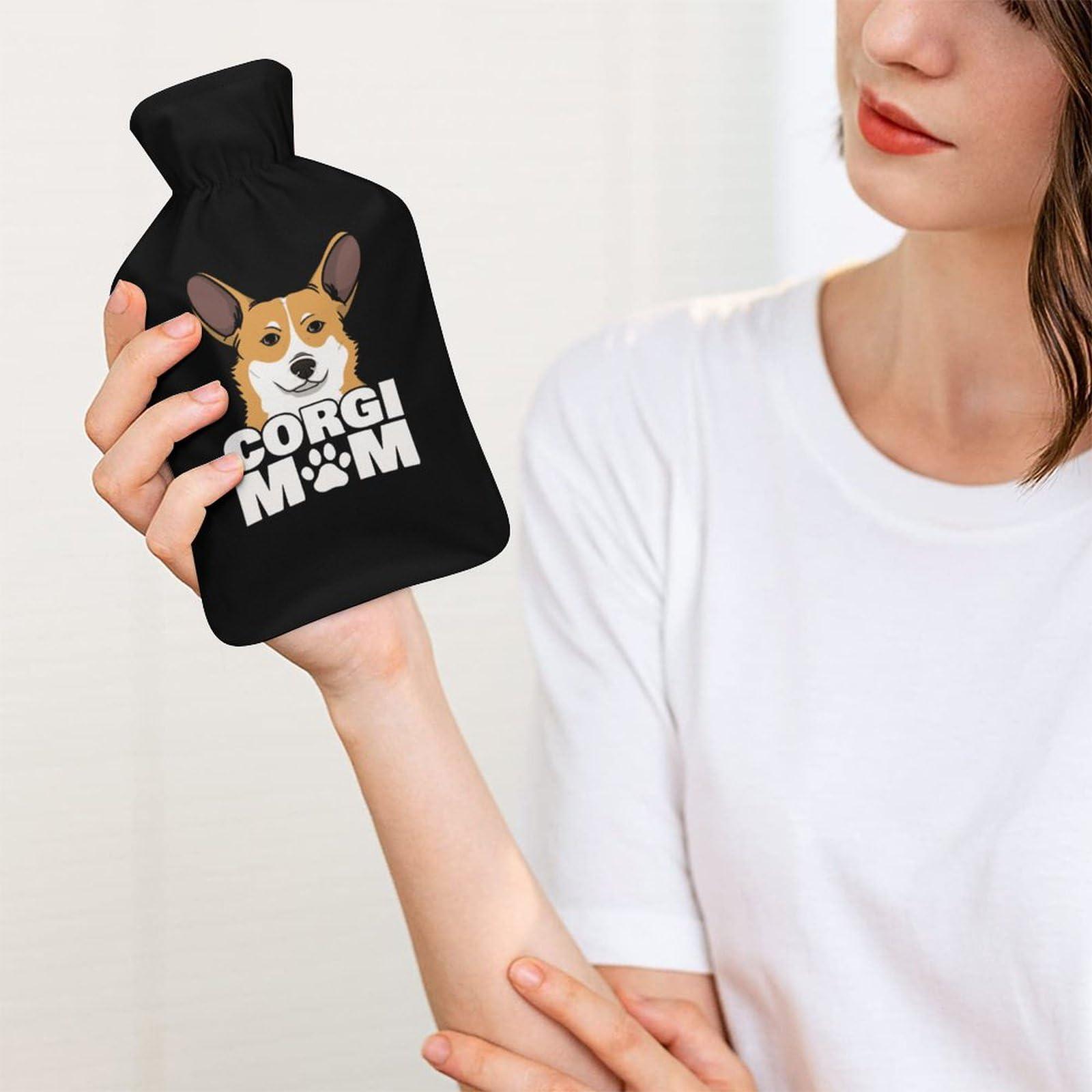 XKAWPC Corgi Dog Mom Hot Water Bottle with Cover Hot Water Bag for Hand & Feet Warmer
