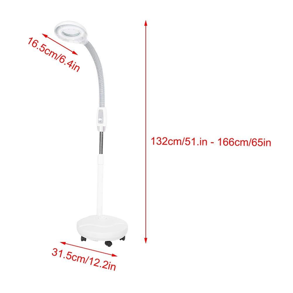 Qkiss Magnifier Floor Stand Lamp, LED Magnifying Lens, LED Magnifying Lamp, 3X Magnifying LED Light,Adjustable Height Stand for Beauty Makeup Detailed Care & Illumination(US)