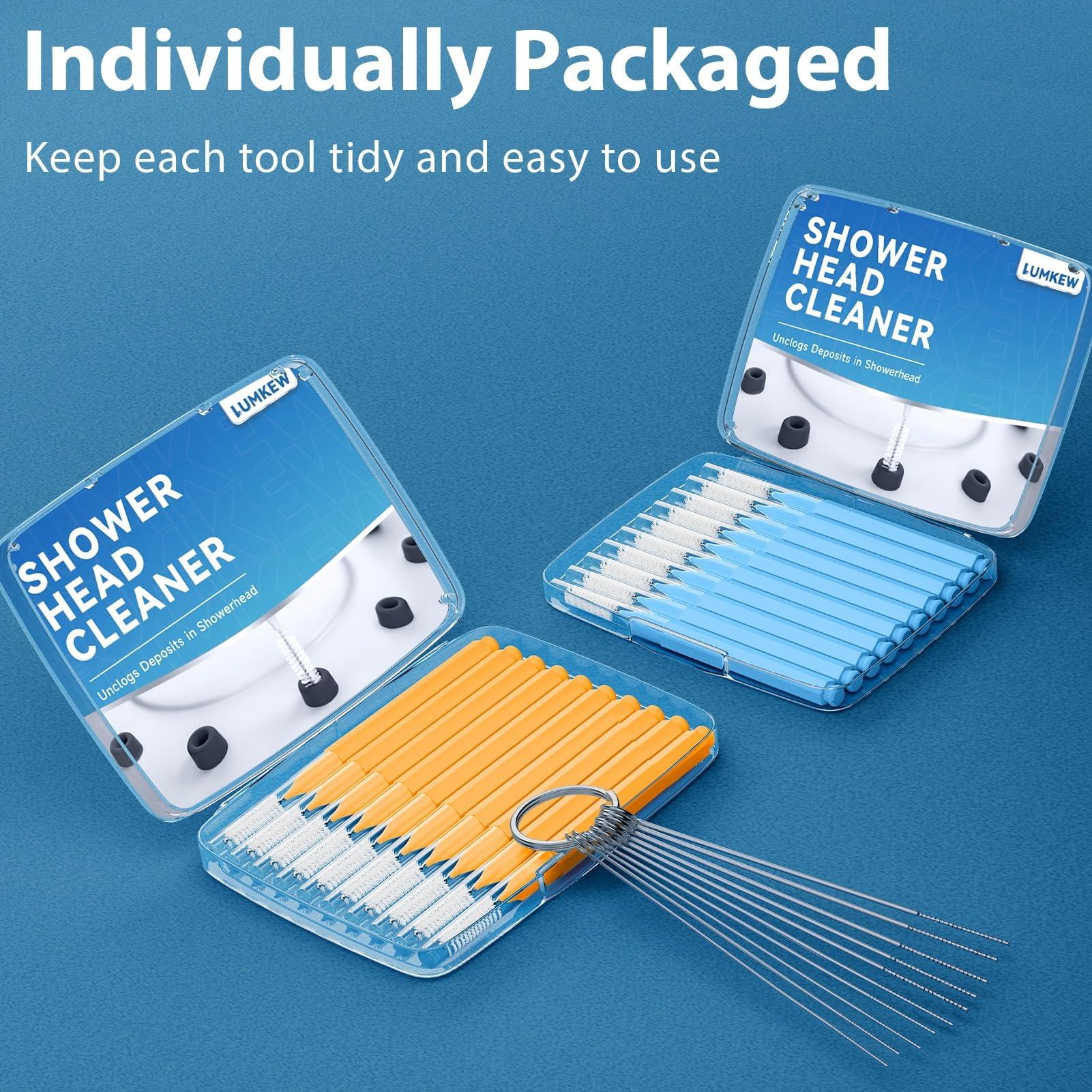 Lumkew Lumkew 30 Pcs Shower Head Cleaner Tool, Small Gaps Hole Anti-Clogging Shower Head Cleaning Brush, Showerhead Cleaner Picks Tiny Nozzle, Orange Blue