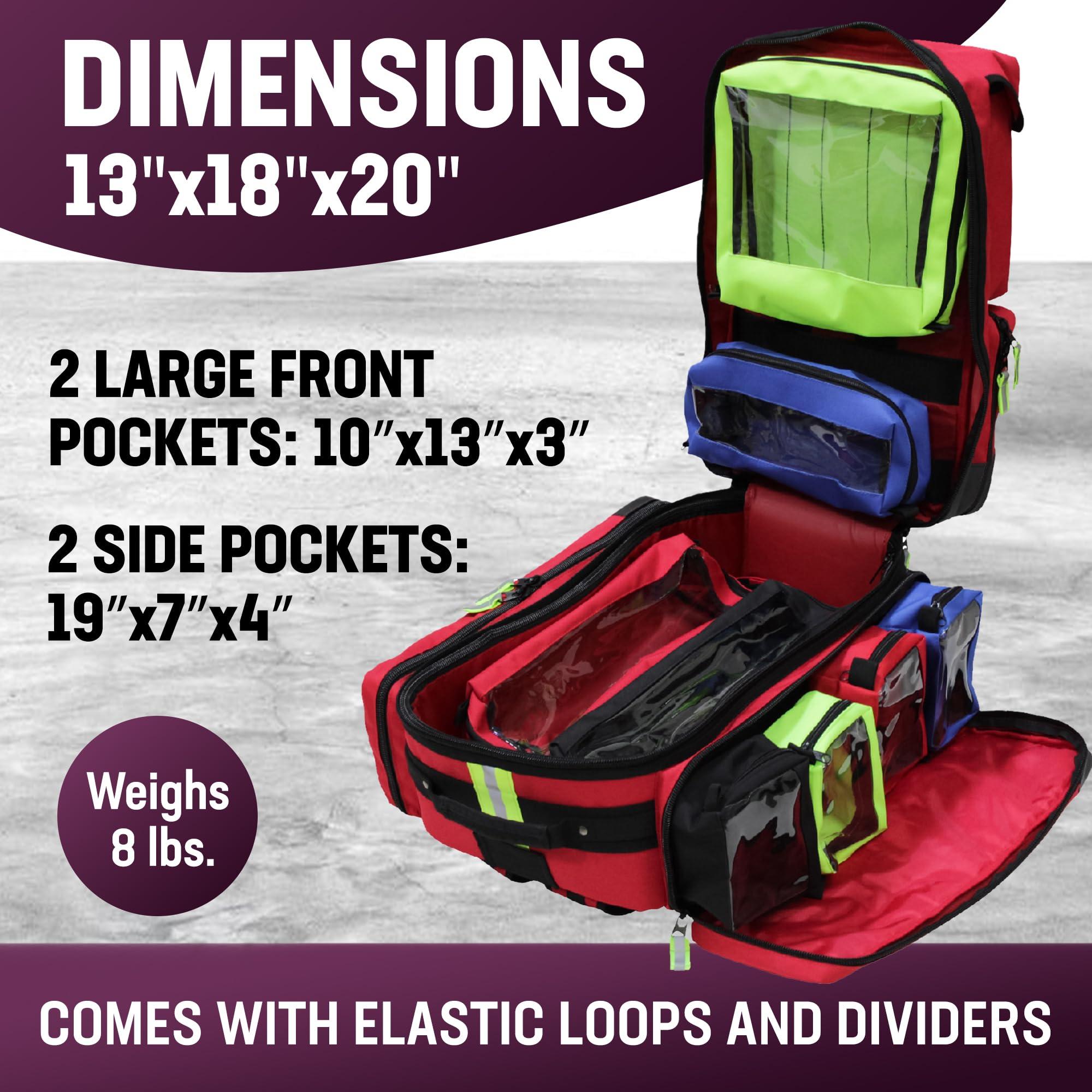 Kemp USA Kemp USA Ultimate EMS Backpack - EMT Bag | Emergency Backpack with a strap for D Oxygen Cylinder | Medical Backpack for Search and Rescue Tools | Large Medic Bag for EMT Kit | 8 Lbs.