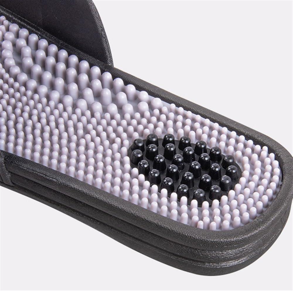 LUXRUB Acupressure Foot Reflexology Massage Slippers Women Men Foot Pain Relief Massage Sandals Promoting Blood Circulation Myofascial Release Trigger Point Acupuncture (Color : Black/Grey, Size : 8.5/9)