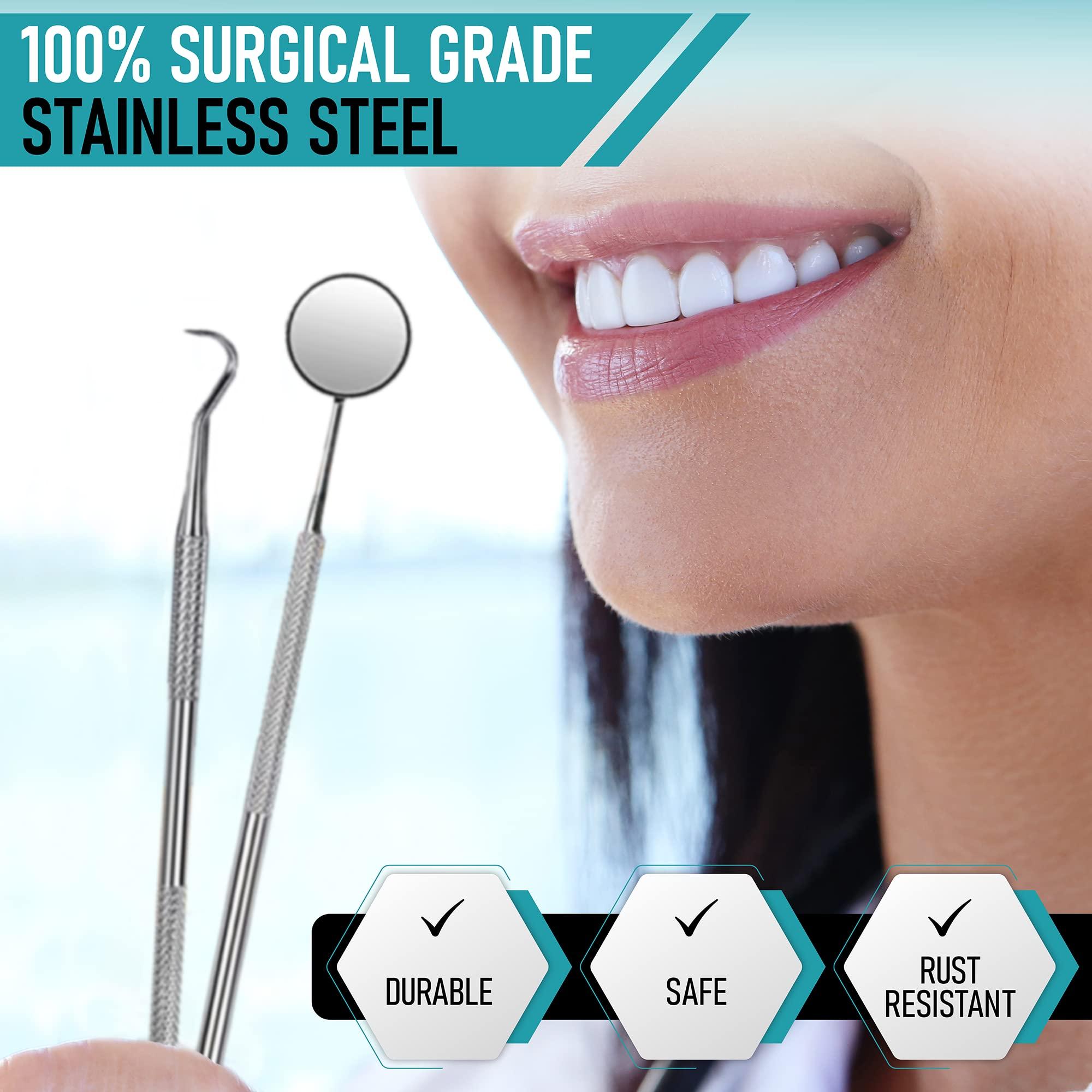 KuanStore Dental Kit Tools, 10 Pack Stainless Steel Plaque Remover, Dental Tools to Remove Plaque and Tartar, Oral Care Kit with Plaque Cleaner, Tartar Pick, Tooth & Tongue Scraper for Dentist, Personal, Family