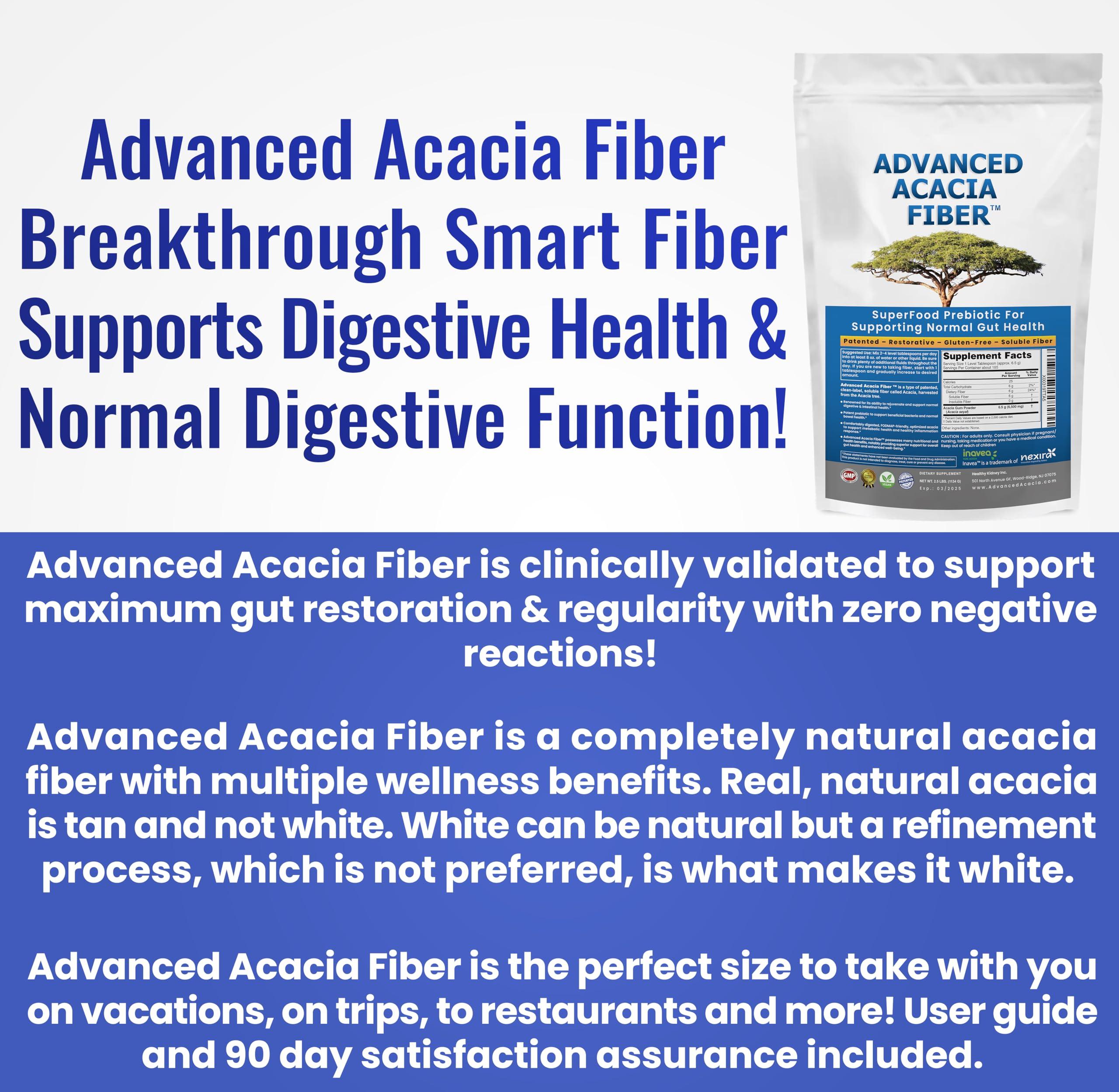 Kidney Restore Advanced Acacia Fiber Powder 16oz Soluble Fiber Leaky Gut Repair Powder. Organic Fiber Supplement Powder for Gut Health, Regularity, Digestive Rejuvenation