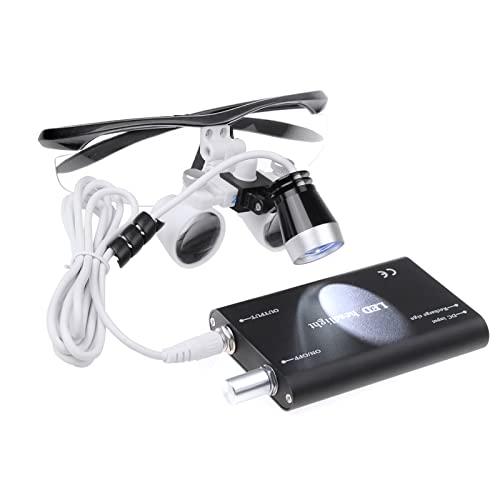 NSKI 2.5X420mm Bonicular Loupes Magnifier with 3W Operation Head Lamp Aluminum Box (Black)