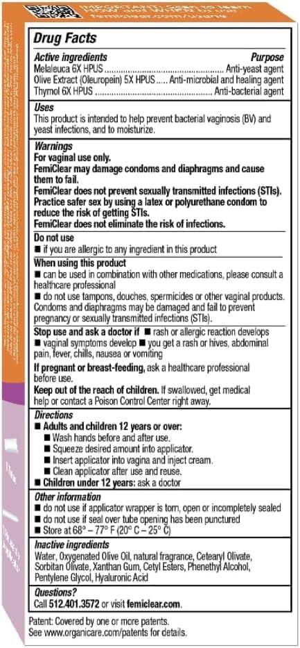 FemiClear FemiClear BV & Yeast Infection Cream - Natural Homeopathic Feminine Care & Protection