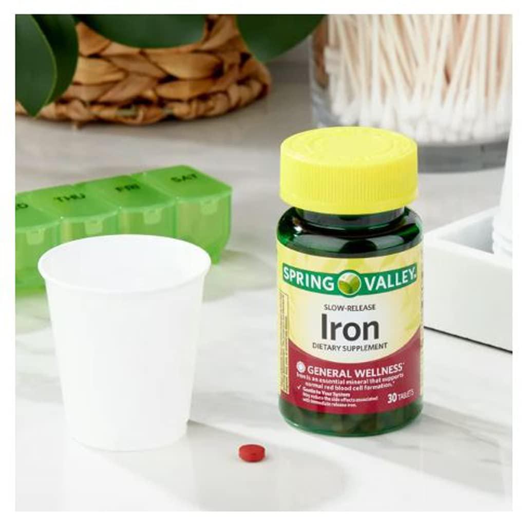 4TC Spring Valley Slow-Release Iron Tablets Dietary Supplement, 45 mg, 30 Count