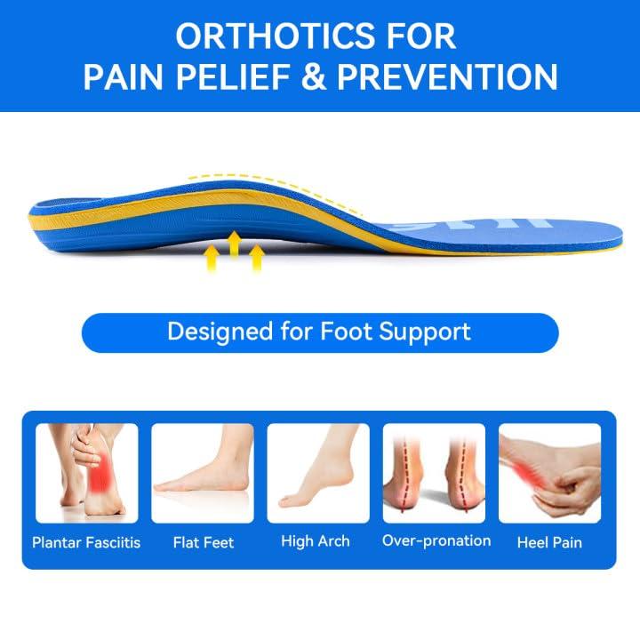 3ANGNI 3ANGNI Arch Support Orthotic Insoles for Plantar Fasciitis, 220+lbs Heavy Duty High Arch Flat Feet Orthopedic Inserts, Over-Pronation Foot Pain Insoles for Work Boot Standing All-Day Men Women