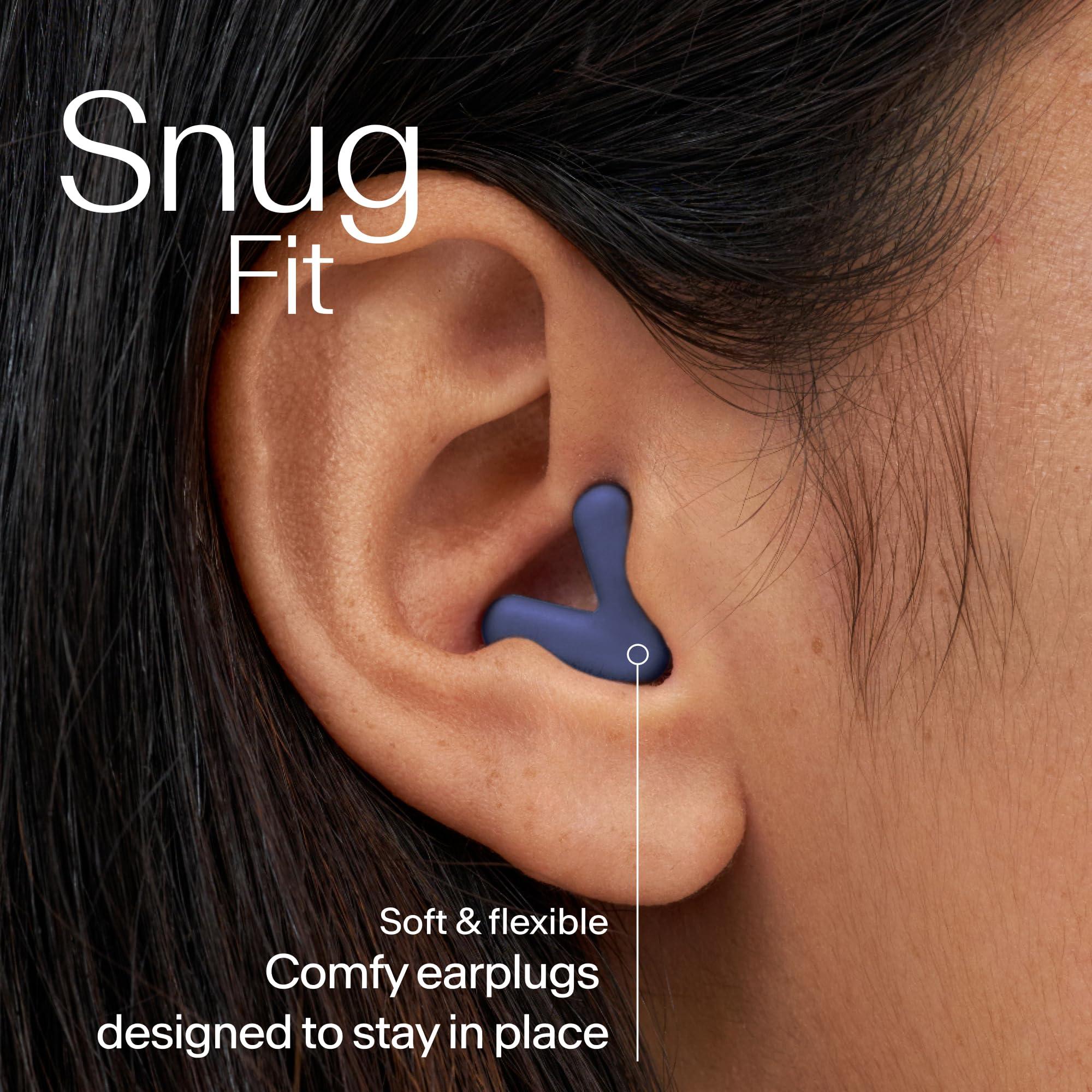 Alpine Alpine Silence Ear Plugs for Sleep, Focus & Travel - V-Shape Fit & Soft Oval Tips  4 Sizes XS/S/M/L - Comfortable, Reusable Hearing Protection - 22dB  Midnight Blue