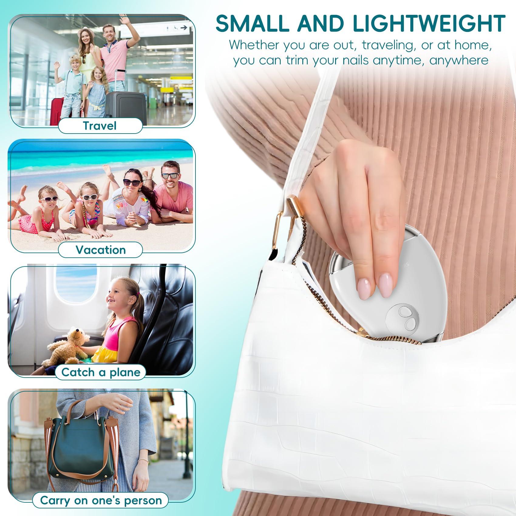 Loqumloi Automatic Electric Nail Clipper with LED Light & Nail File, 3 Speeds LCD Digital Display, Nail Clip Storage, USB Rechargeable Safety Fingernail Trimmer for Baby, Kids, Seniors, Caregivers (White)