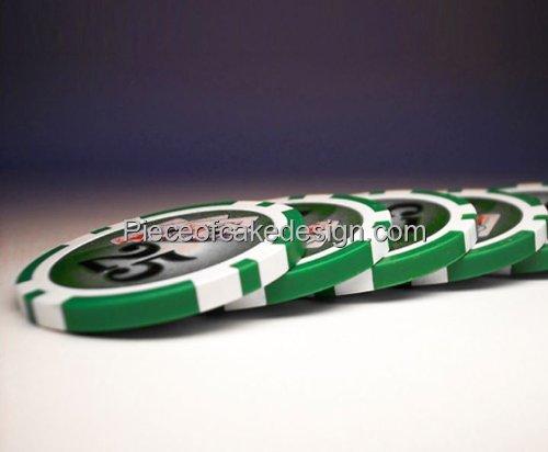 Art of Eric Gunty 1/4 ~ Casino Green 25 Chips Birthday ~ Edible Cake/Cupcake Topper!!!