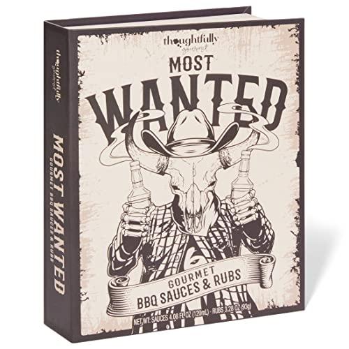 Thoughtfully Thoughtfully Gourmet, Wild Western-Themed BBQ Sauce and Rubs Book Gift Set, Includes Honey BBQ, Montreal BBQ Rub & More, Great Gift for Men, Set of 12