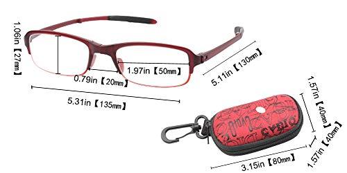 SOOLALA SOOLALA Compact Mini TR90 Pocket Folding Reading Glasses with Clip Holder Zipper Case, 3Mix, 2.75