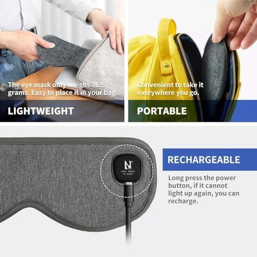 Aroma Season Aroma Season Heated Eye Mask Cordless, Warm Compress for Dry Eyes, Stye. Blepharitis, Chalazion, MGD, Machine Washable Perfect Light Blocking (Grey)