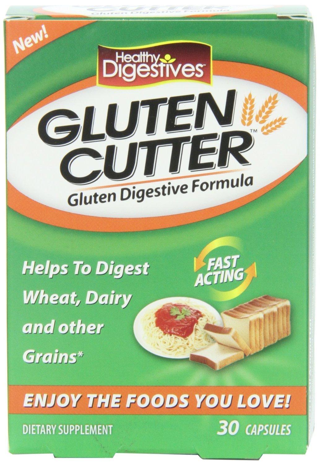 Gluten Cutter (Pack of 3) Healthy Digestives Gluten Cutter, Dietary Supplement, 30 Capsules Each