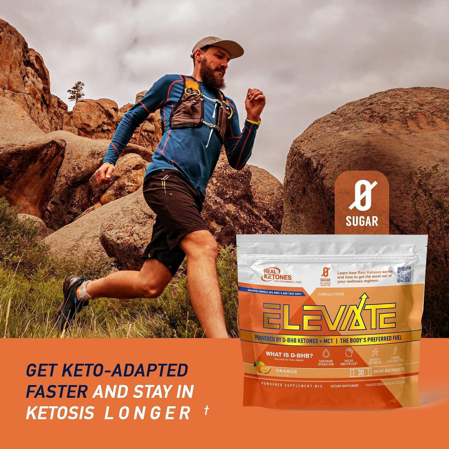 Real Ketones Real Ketones MCT & BHB Exogenous Ketones Drink Mix Packets Elevate Keto Electrolytes Powder Packets No Sugar with 4 Main Electrolytes plus Hydrating Proprietary Keto BHB - 30 Pack Orange