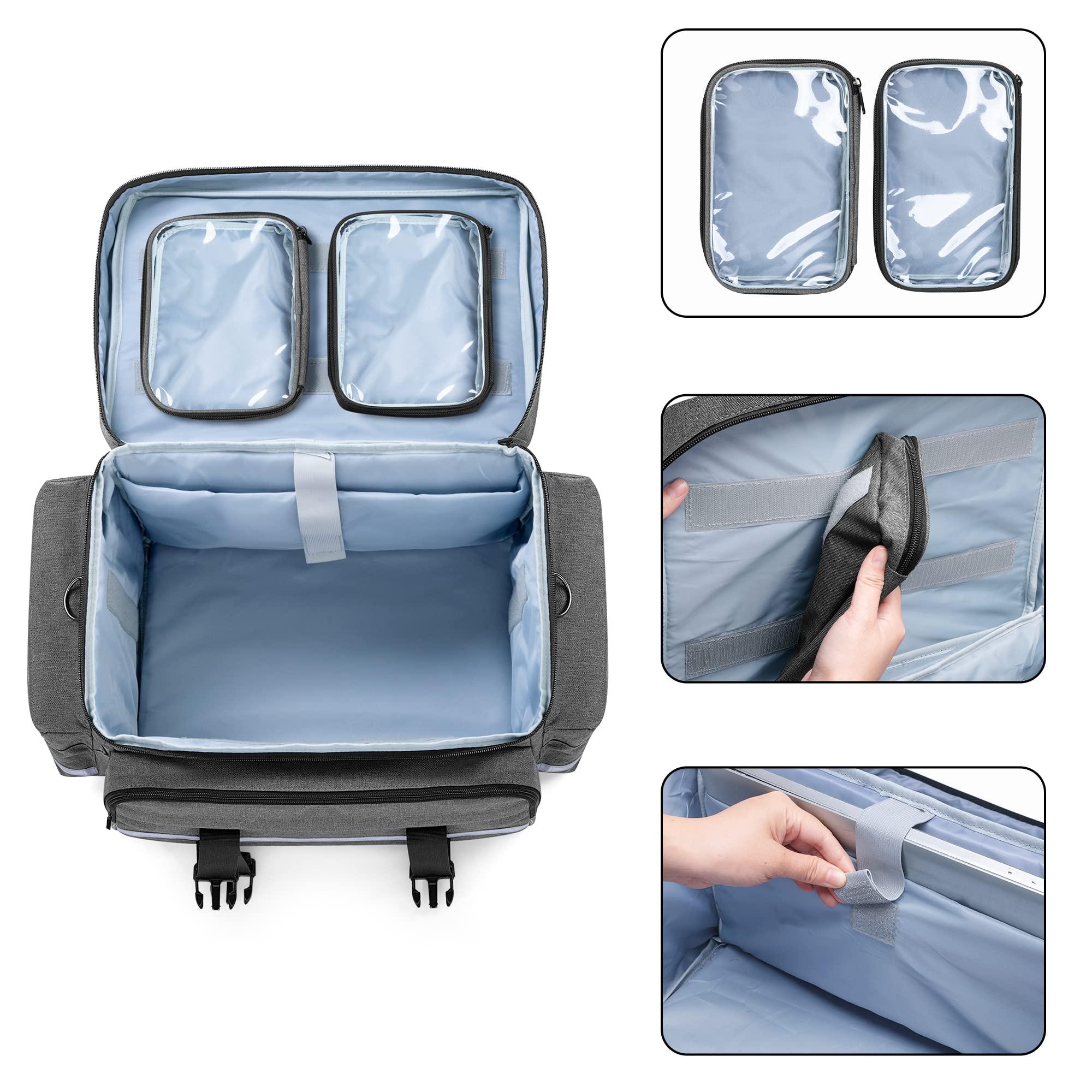 Damero Damero Rolling Medical Bag with Detachable Trolley, Medical Equipment Bag with Removable Pouches and Dividers, First Aid Responder Bag Empty for Home Health Nurses, Doctors, EMT, EMS, Gray