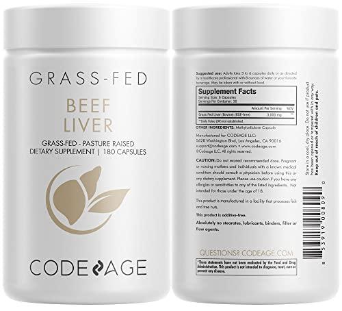 Codeage Codeage Grass Fed Beef Liver Supplement Superfood, Freeze Dried, Non-Defatted, Desiccated Beef Liver Glandulars Bovine Pills, Liver Health, Pasture Raised Beef Vitamins, Non-GMO - 2 Pack
