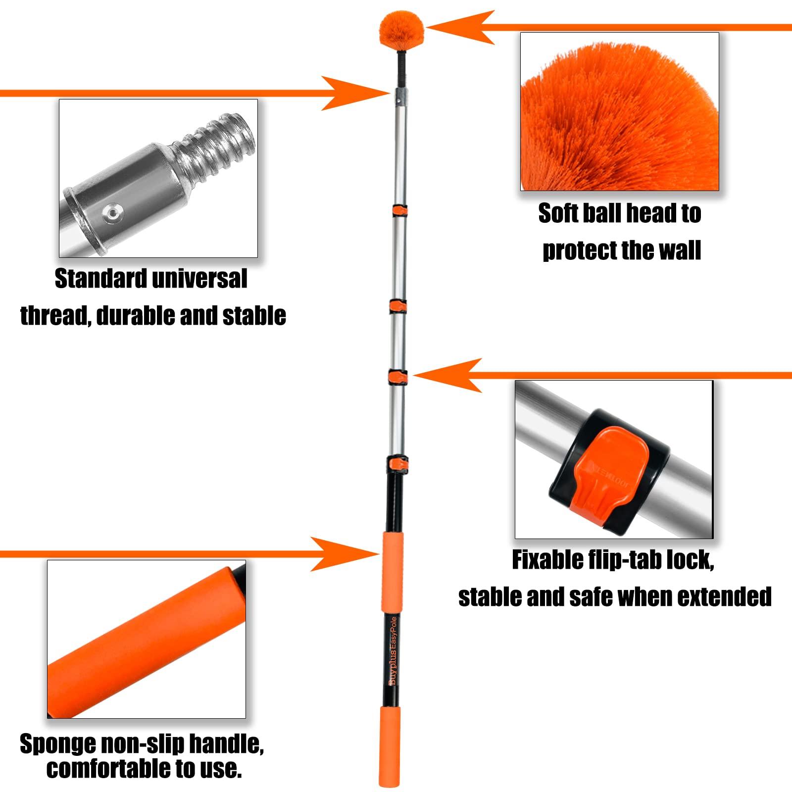 Buyplus Buyplus 26FT Reach Cobweb Duster, Outdoor Spider Web Cleaner Brush with Professional 5-20FT Extension Pole, Non-Shedding Fluffy Bristles, Suitable for Ceiling and Corner Dusters for Indoor and Outdoor