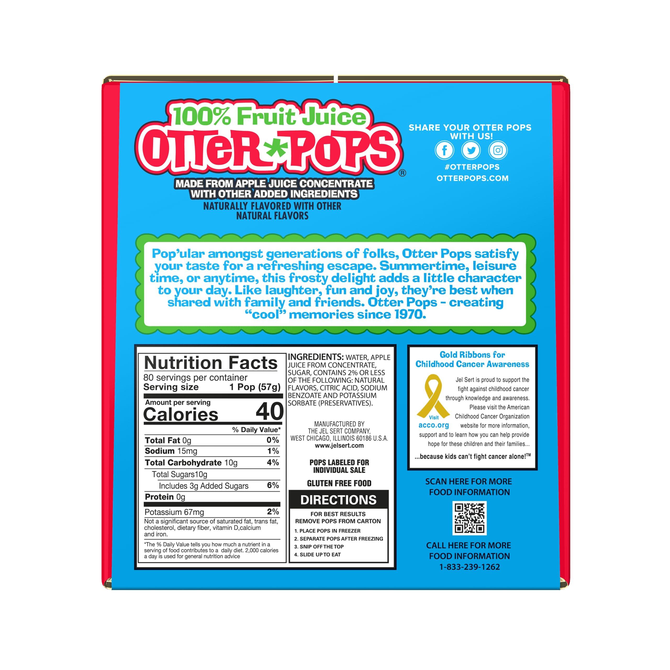 Otter Pops Otter Pops Freezer Ice Bars, 100% Fruit Juice Ice Pops, Original Flavors (80ct 2oz) (Pack of 2)
